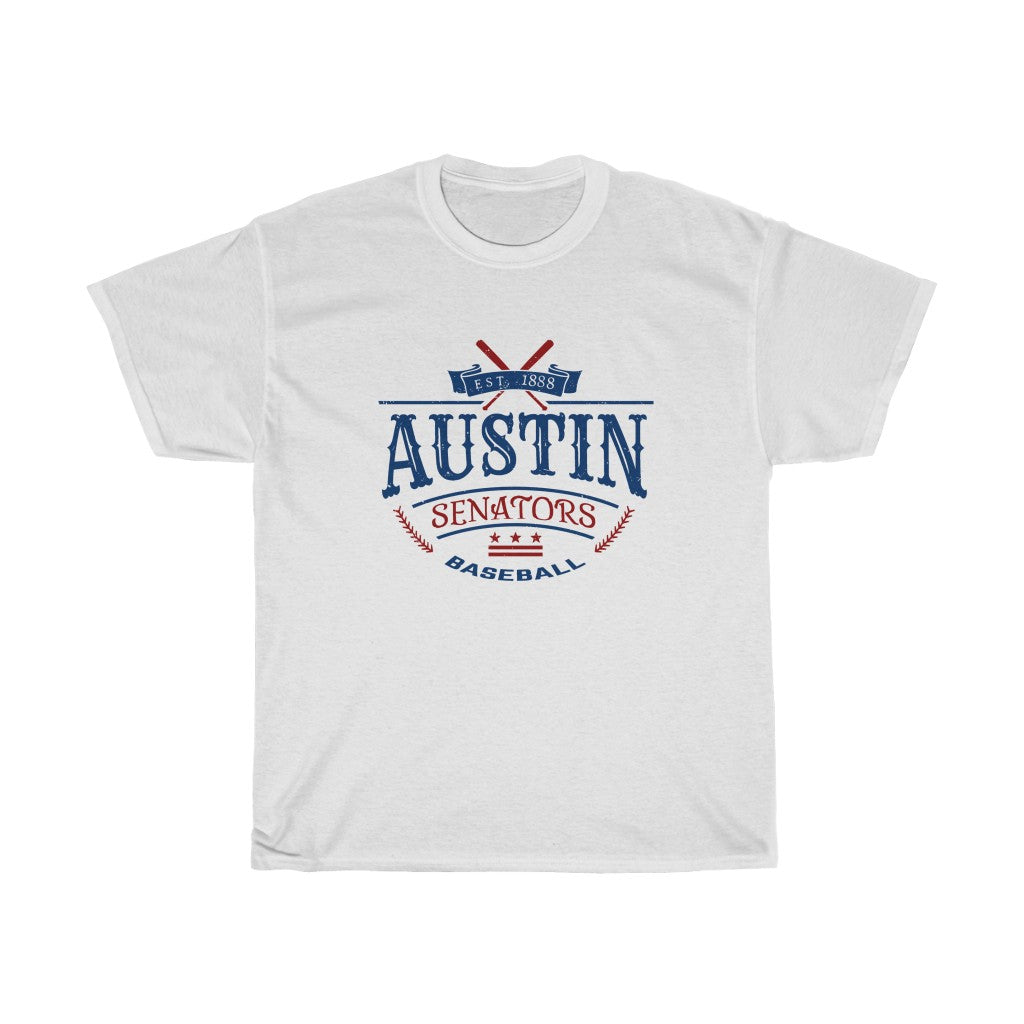Printify Austin, Tx. Senators (1888) Baseball Tee White / 2XL