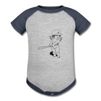 Cherub Baseball Baby Bodysuit - heather gray/navy