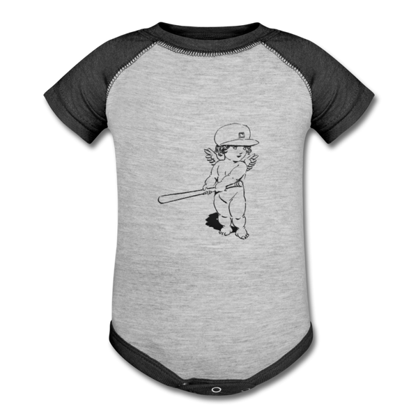 Cherub Baseball Baby Bodysuit - heather gray/charcoal